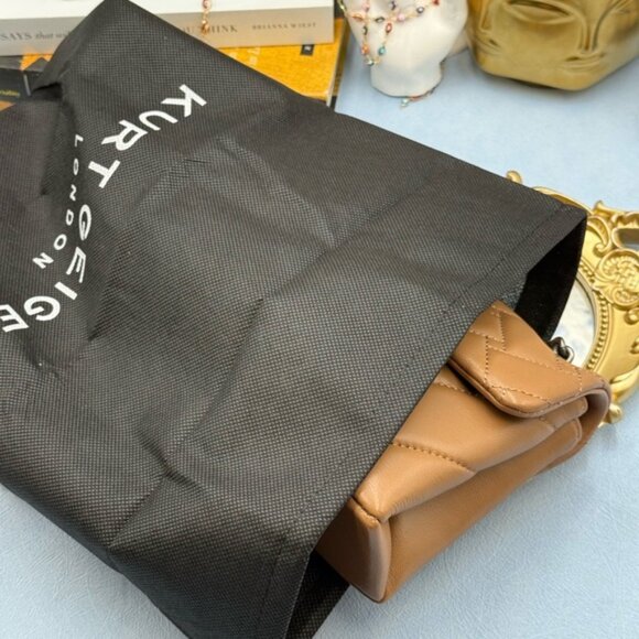 🆕 KURT GEIGER LONDON 🧿 NWOT Leather Mini Kensington Bag, Camel - Picture 16 of 16